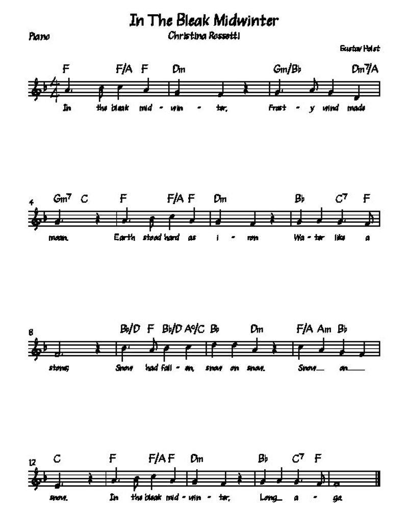 In the Bleak Midwinter