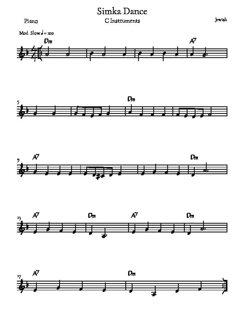 Simka Dance Trad Jewish Piano