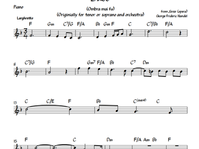 Largo from Handel's Serse for Piano (Lead Sheet)