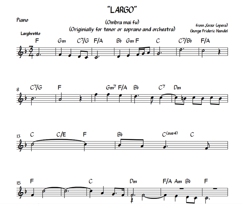 Largo from Handel's Serse for Piano (Lead Sheet)