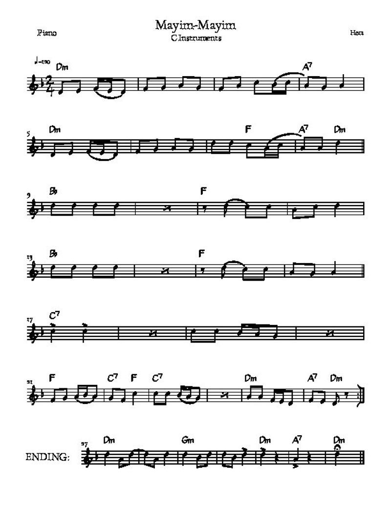 Mayim Mayim Hora Piano